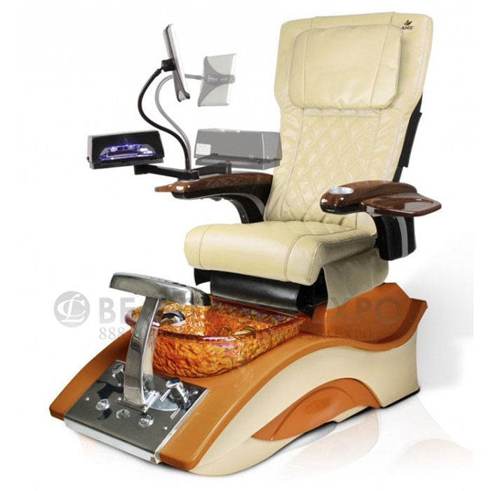 Tiwala Pedicure Chair. HT245 Cream Seat Color & Gold Color Glass Bowl