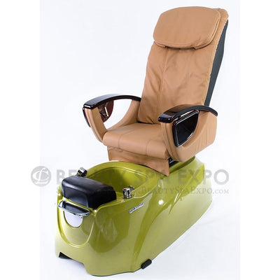 Water Joy Pedicure Chair. Cream Seat Color & Olive Green Base Color