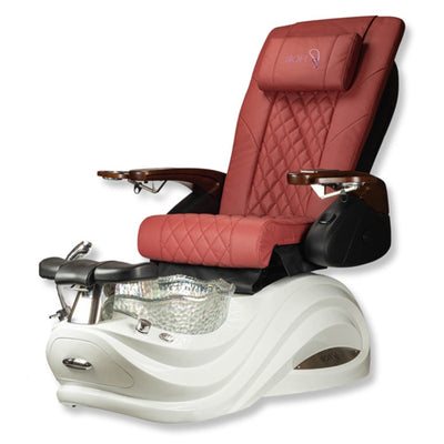 Omni Pedicure Chair. Red Seat & White Sparkle Base