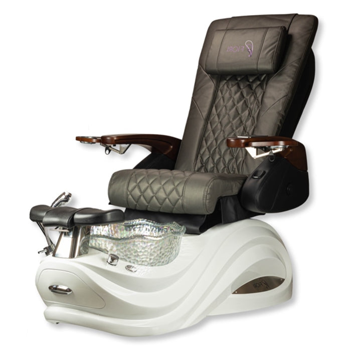 Omni Pedicure Chair. Dark Gray Seat & White Sparkle Base