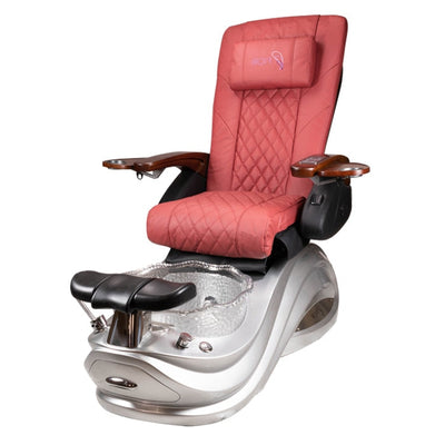Omni Pedicure Chair. Red Seat & Silver Sparkle Base