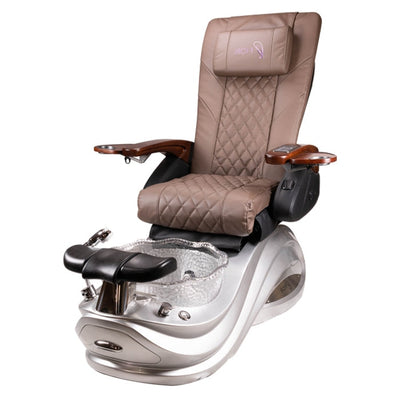 Omni Pedicure Chair. Brown Seat & Silver Sparkle Base