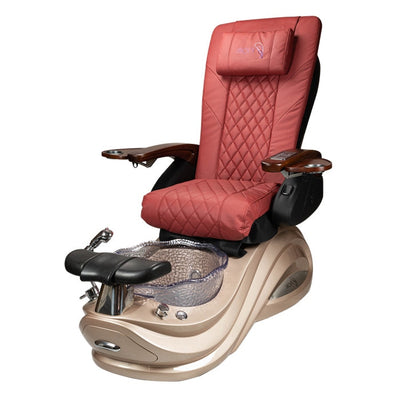 Omni Pedicure Chair. Red Seat & Gold Sparkle Base