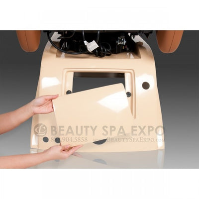 Yuna Pedicure Chair. For convenience, the Yuna has removable side and back panels for easy access to the interior of the pedicure spa.
