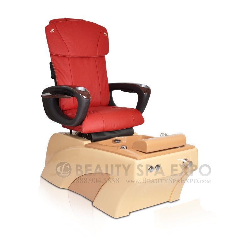 Yuna Pedicure Chair. HT-045 Red Seat And Vintage Gold Base Color