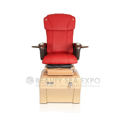 Yuna Pedicure Chair. HT-045 Red Seat And Vintage Gold Base Color